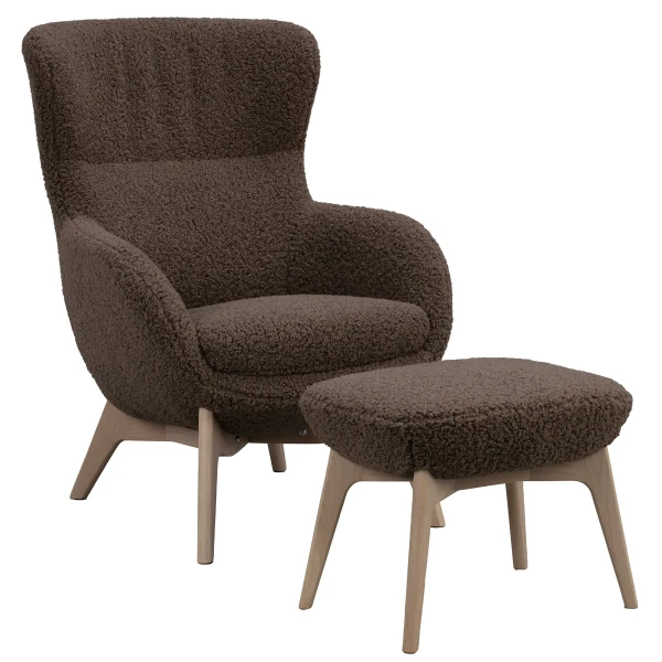 270024 b sb a Dunbrody loungechair w footstool grey beige sheep look whitepigm oak kuva