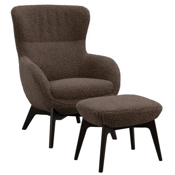 270025 b sb a Dunbrody loungechair w footstool grey beige sheep look darkbrown oak kuva