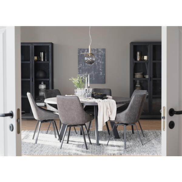 Rowico Alison stol mörkgrå + Fred matbord + Everett vitrin image