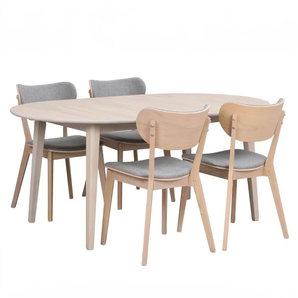 Filippa matbord ovalt 117629 vitpigmenterad ek 4 st Kato stol 113037 vitpigm ek gra R a kuva