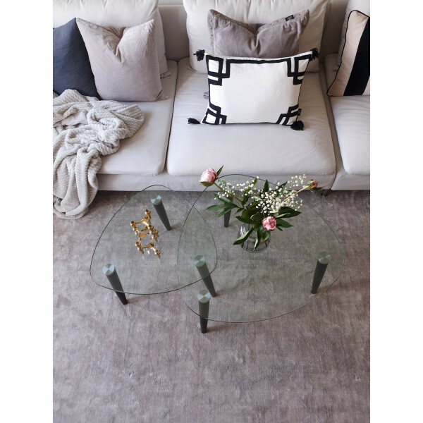 BordBirger CLEAR 55+70 lasi-sohvapöydät mustapetsattu tammi kuva