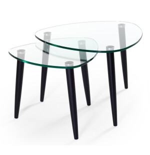 Birger CLEAR 55+70 glas-soffbord svartbetsad ek image