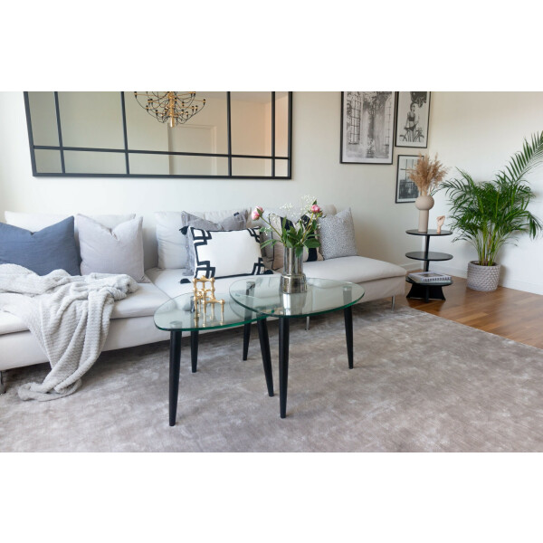 BordBirger CLEAR 55+70 lasi-sohvapöydät mustapetsattu tammi kuva