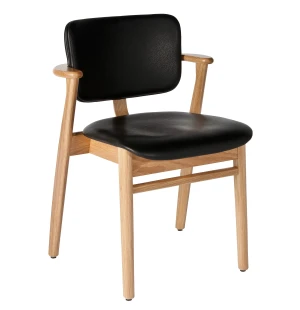 Artek DOMUS tuoli, täysverhoiltu, tammi/musta nahka kuva
