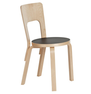 Artek STOL 66, björk/svart linoleum image