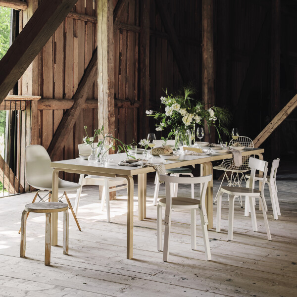 Aalto Table 82A rectangular Stool 60 Chair 65 Chair 68 Chair 66 Chair 69 white lacquered kuva