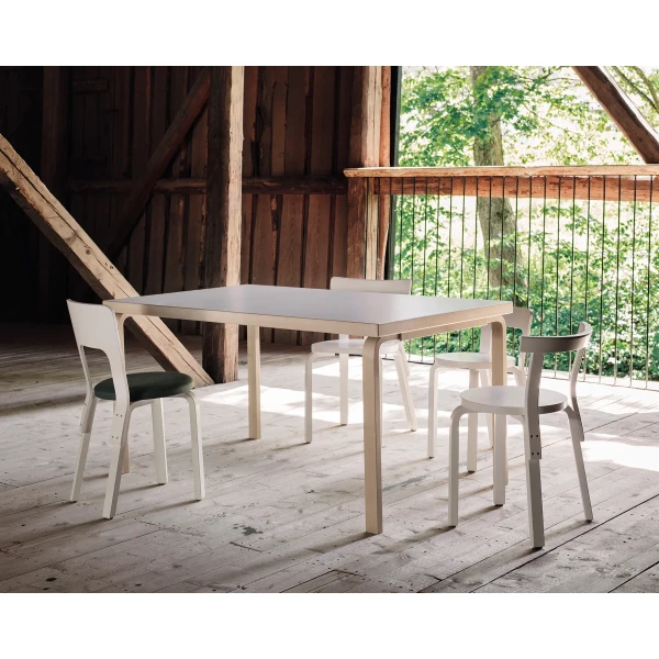 Aalto Table 82A rectangula birch Chair 65 Chair 68 Chair 66 Chair 69 white lacquered master kuva