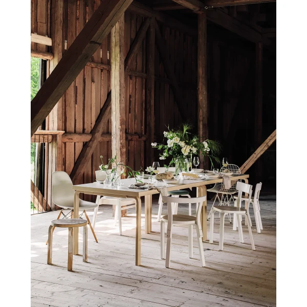 Aalto Table 82A rectangular Stool 60 Chair 65 Chair 68 Chair 66 Chair 69 white lacquered master kuva