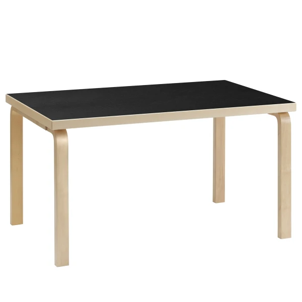 Aalto Table 82B clear lacquer top black linoleum master kuva