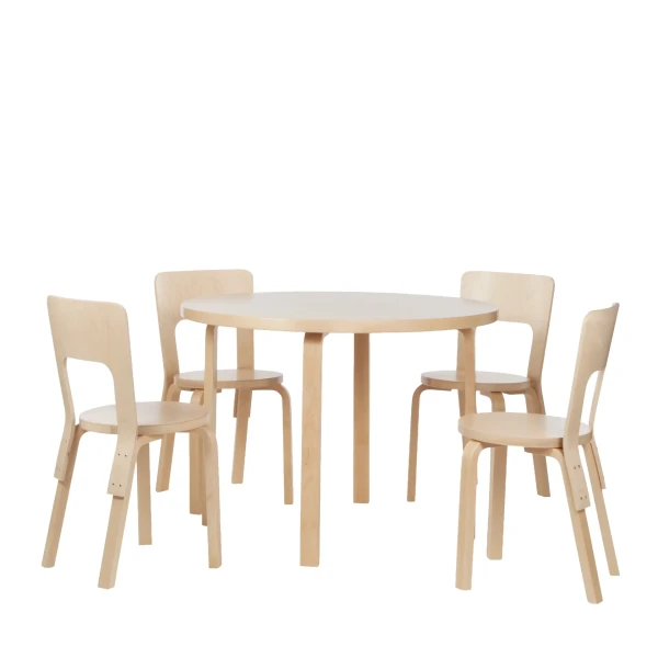 Chair66 clear lacquer Aalto Table round 90A clear lacquer kuva