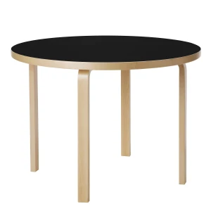 Artek PÖYTÄ 90A Ø100 cm, koivu/musta linoleumi kuva