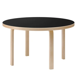Artek PÖYTÄ 91 Ø125 cm, koivu/musta linoleumi kuva
