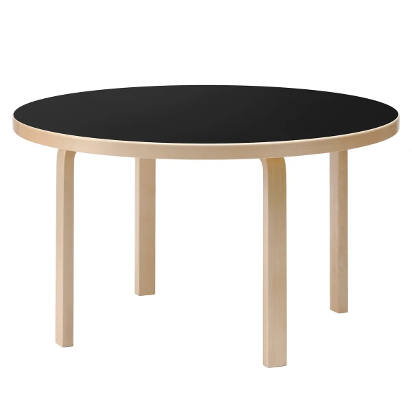 Aalto table round 91 top black linoleum kuva