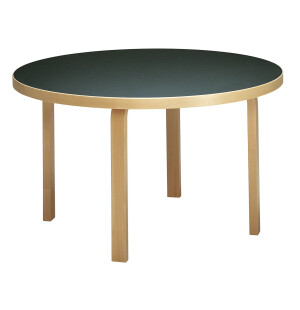 Artek 91 pöytä Ø125cm koivu/musta linoleumi kuva