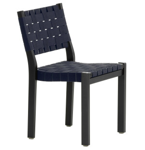 Artek 611 stol svart/sadelgjord svart/blå image