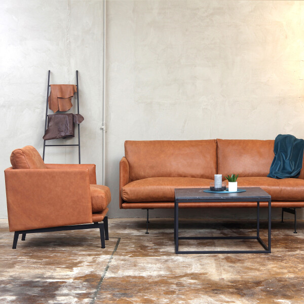 Bröderna Anderssons ELECTRA nojatuoli nahka vintage cognac kuva