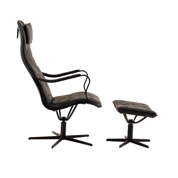 Bröderna Anderssons CHIC nojatuoli + rahi nahka classic musta image