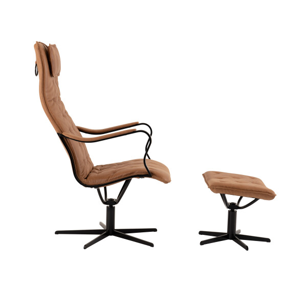 Bröderna Anderssons CHIC nojatuoli + rahi nahka vintage cognac kuva