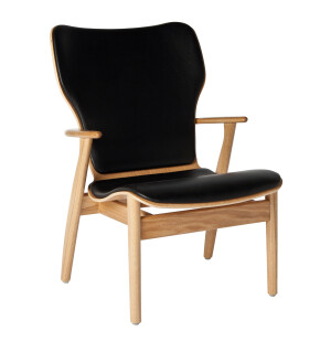 Artek DOMUS fåtölj, ek/svart läder image