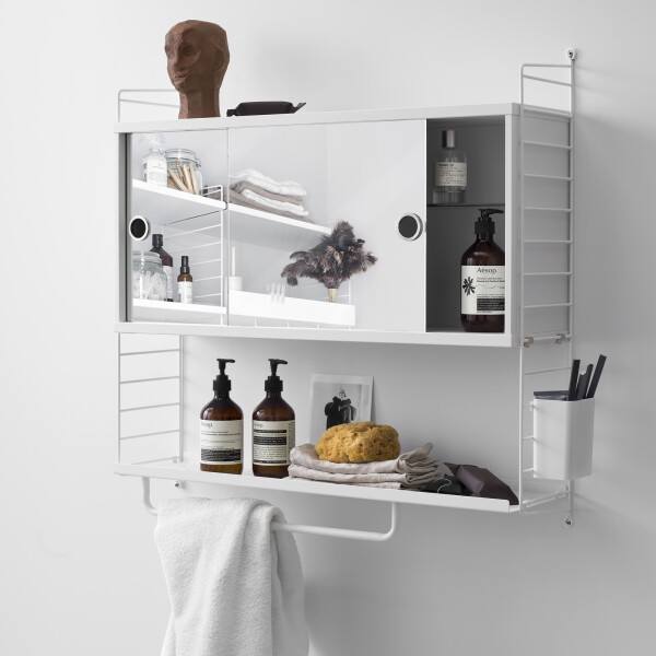 String System kylpyhuone valkoinen peiliovikaappi metallihylly image