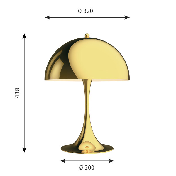 Panthella 320 pöytävalaisin messinki Louis Poulsen koko image