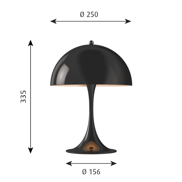Panthella Mini pöytävalaisin musta Louis Poulsen koko kuva