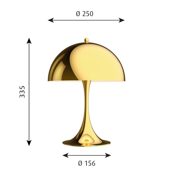 Panthella Mini pöytävalaisin messinki Louis Poulsen koko image