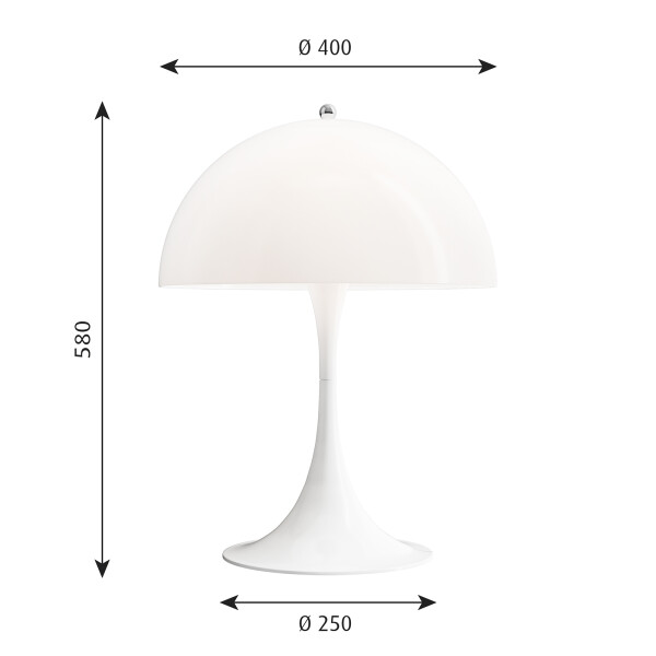 Panthella pöytävalaisin louis poulsen koko kuva