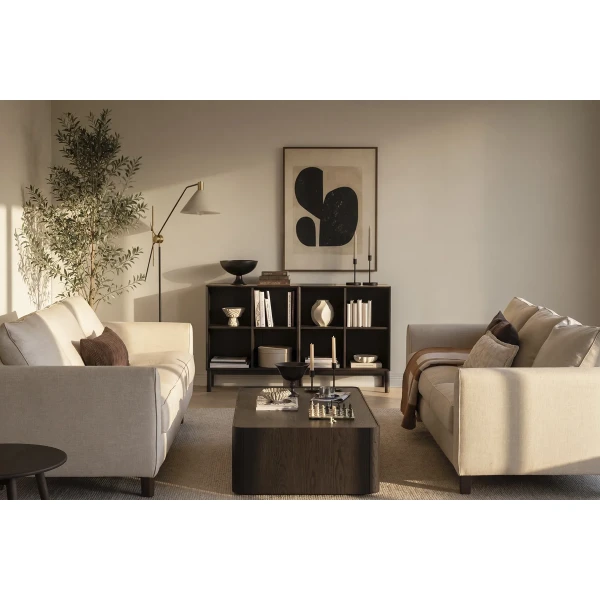 360163 270322 270427 270428 b mb Irvine 3 seater sofa Essence 05 beige brown Seabrook coffee table brown Scottsdale shelf box brown 01 kuva