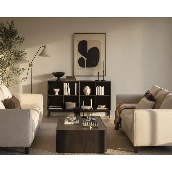 360163 270322 270427 270428 b mb Irvine 3 seater sofa Essence 05 beige brown Seabrook coffee table brown Scottsdale shelf box brown 01 kuva