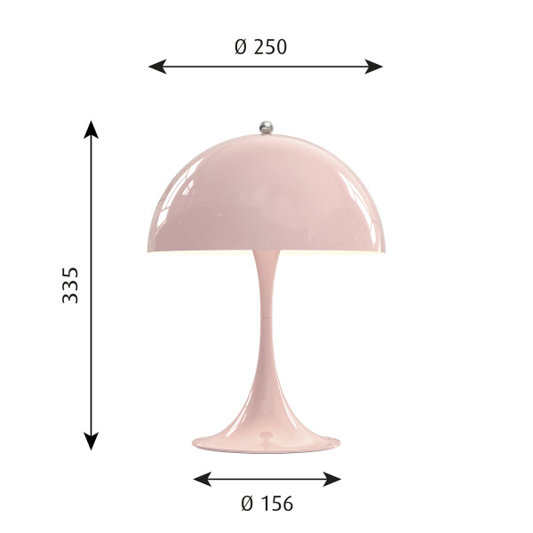 Panthella Mini Table Pale rose size kuva