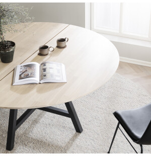 Rowico CARRADALE ruokapöytä Ø150cm, valkoöljytty tammi kuva