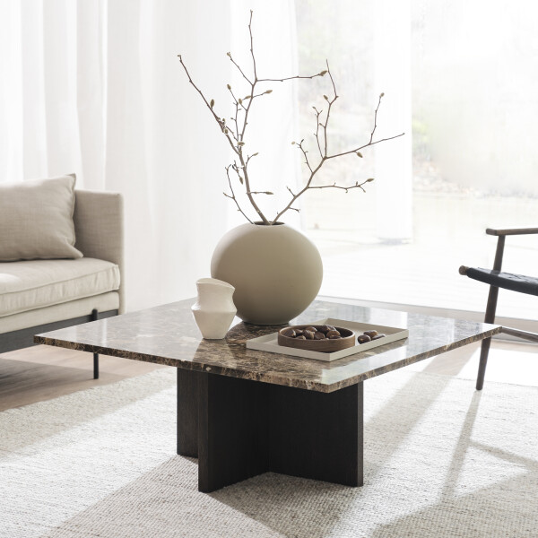 Rowico Brooksville sohvapöytä 90x90 ruskea marmori ruskea tammi kuva