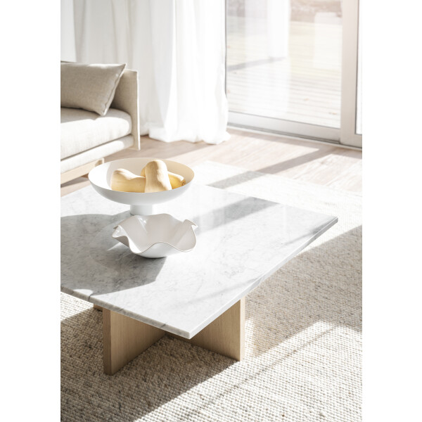 Rowico Brooksville sohvapöytä 90x90 valkoinen marmori valkotammi kuva