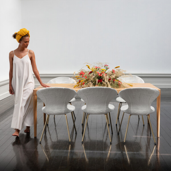 UMAGE Time Flies chair brass-teddy white, Heart'n'Soul dining table image