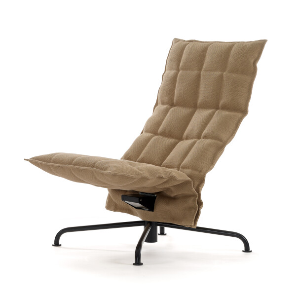 Narrow Swivel k chair matt black star base Sand natural kuva