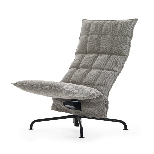 Narrow Swivel k chair matt black star base Sand stone black kuva