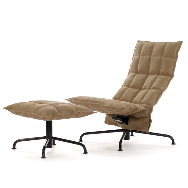 Narrow Swivel k chair k ottoman matt black star base Sand natural image