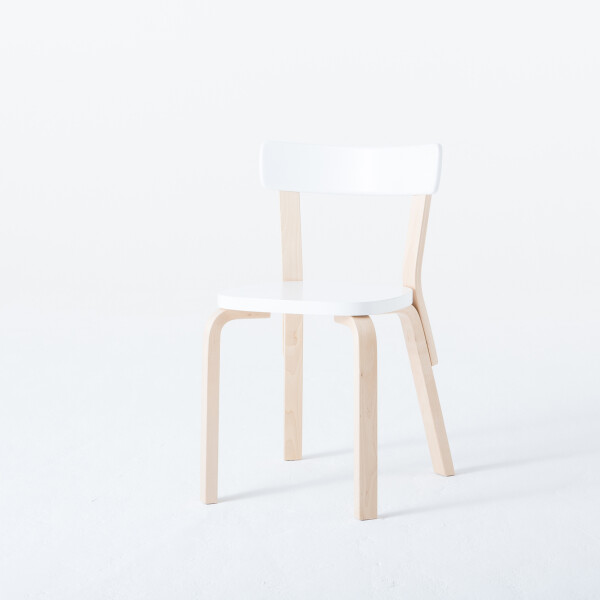 Artek Chair 69 clear lacquered white seat and back image