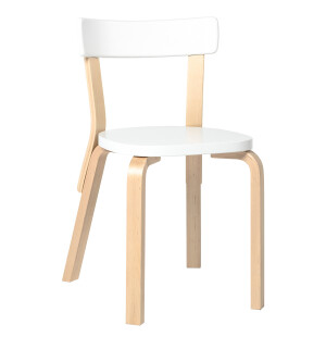 Artek STOL 69, björk/vitmålad image