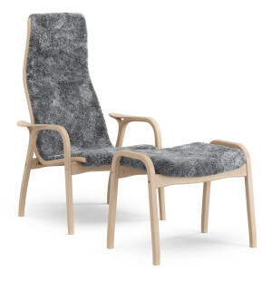 Swedese LAMINO fåtölj + fotpall bok/scandinavian grey image