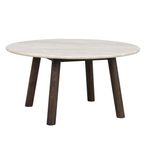 Rowico TARANSAY soffbord Ø90cm, travertin/brun ek image