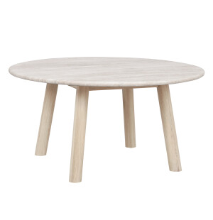 Rowico TARANSAY soffbord Ø90cm, travertin/vitpigmenterad ek image