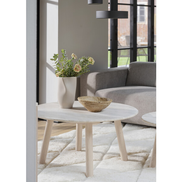 Rowico Taransay sohvapöytä 90cm, travertine-valkotammi kuva