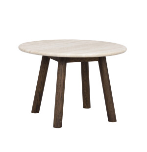 Rowico TARANSAY soffbord Ø60cm, travertin/brun ek image