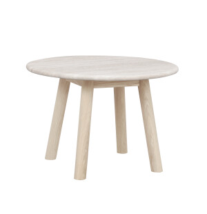 Rowico TARANSAY soffbord Ø60cm, travertin/vitpigmenterad ek image