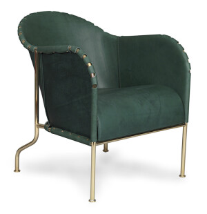 Källemo BRUNO fåtölj tärnsjö läder grön 9201/mässing image