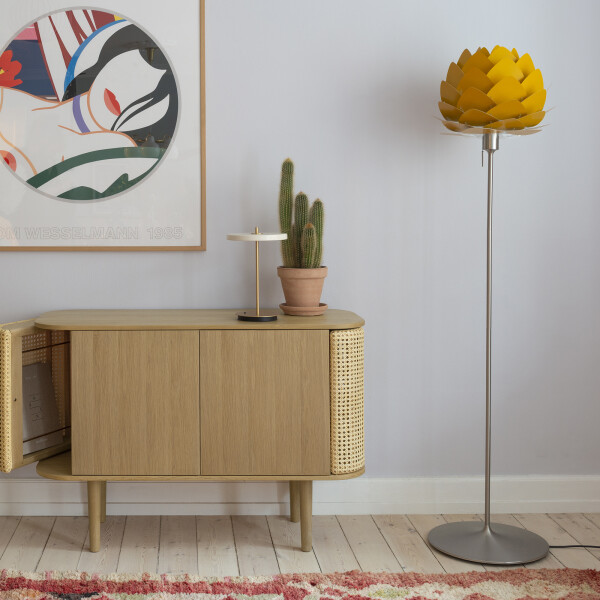 UMAGE Santé floor brushed steel, Aluvia mini saffron, Treasures oak venetian cane, Asteria Move pearl white image