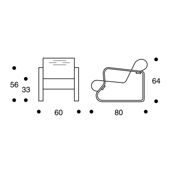 Nojatuoli 41 Paimio mitat image