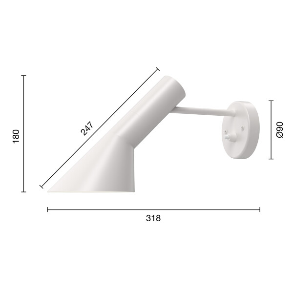 louis poulsen AJ seinävalaisin mitat valkoinen image